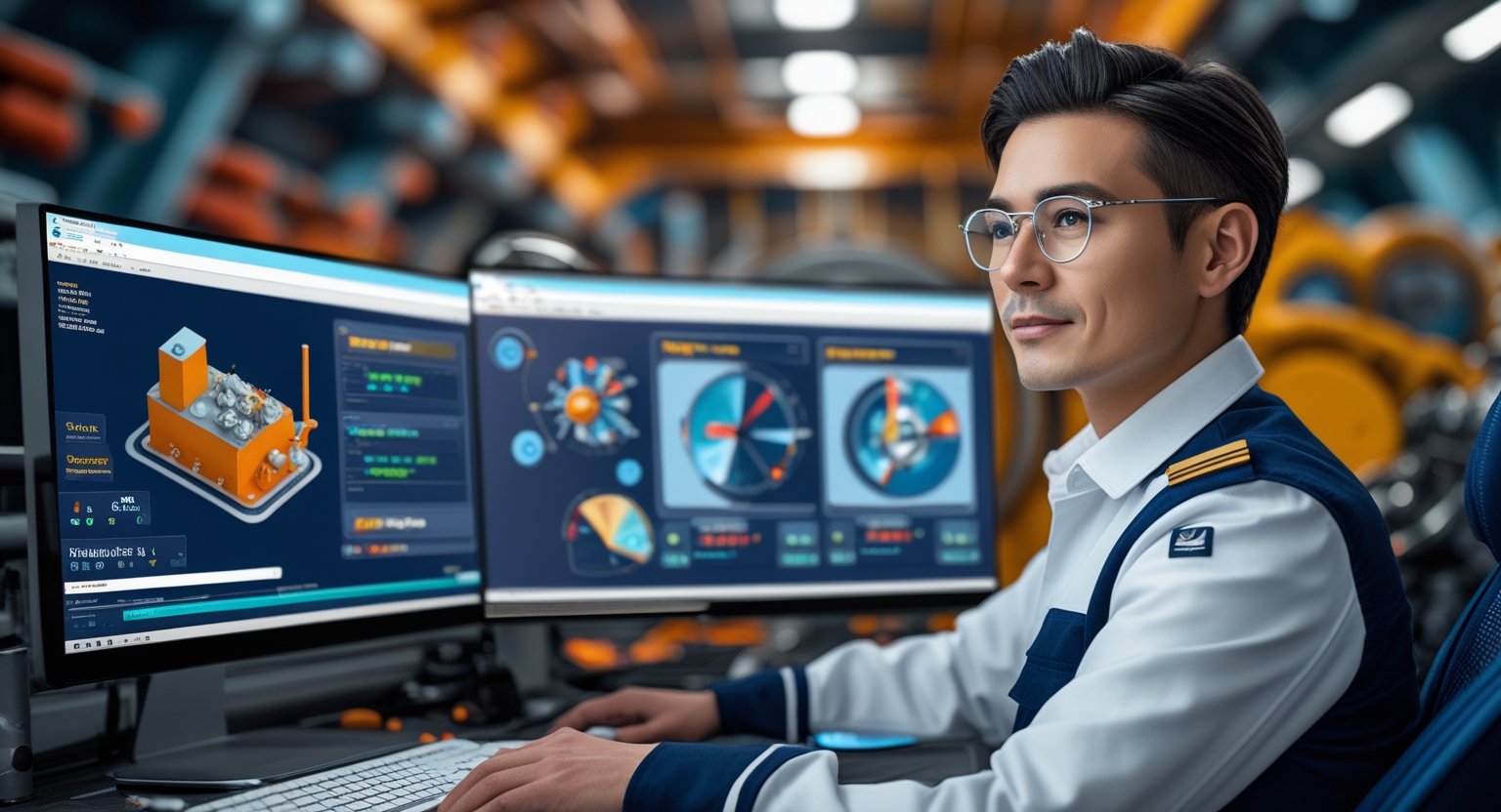 Marine industry manager utilizing digital tools
