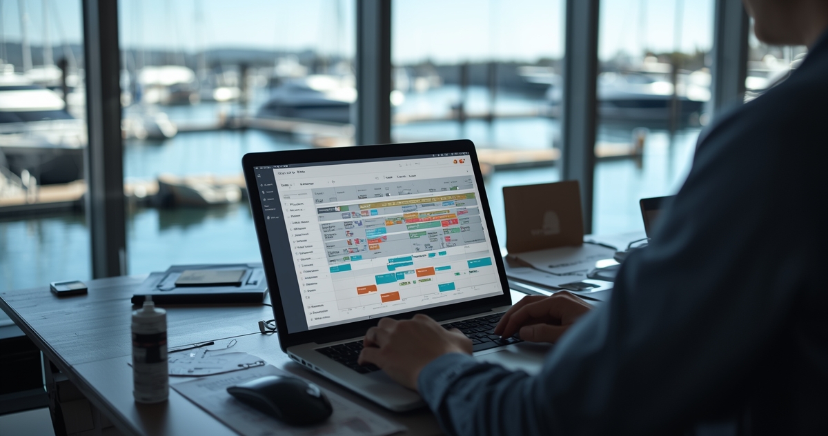 A marine business owner using marine scheduling software